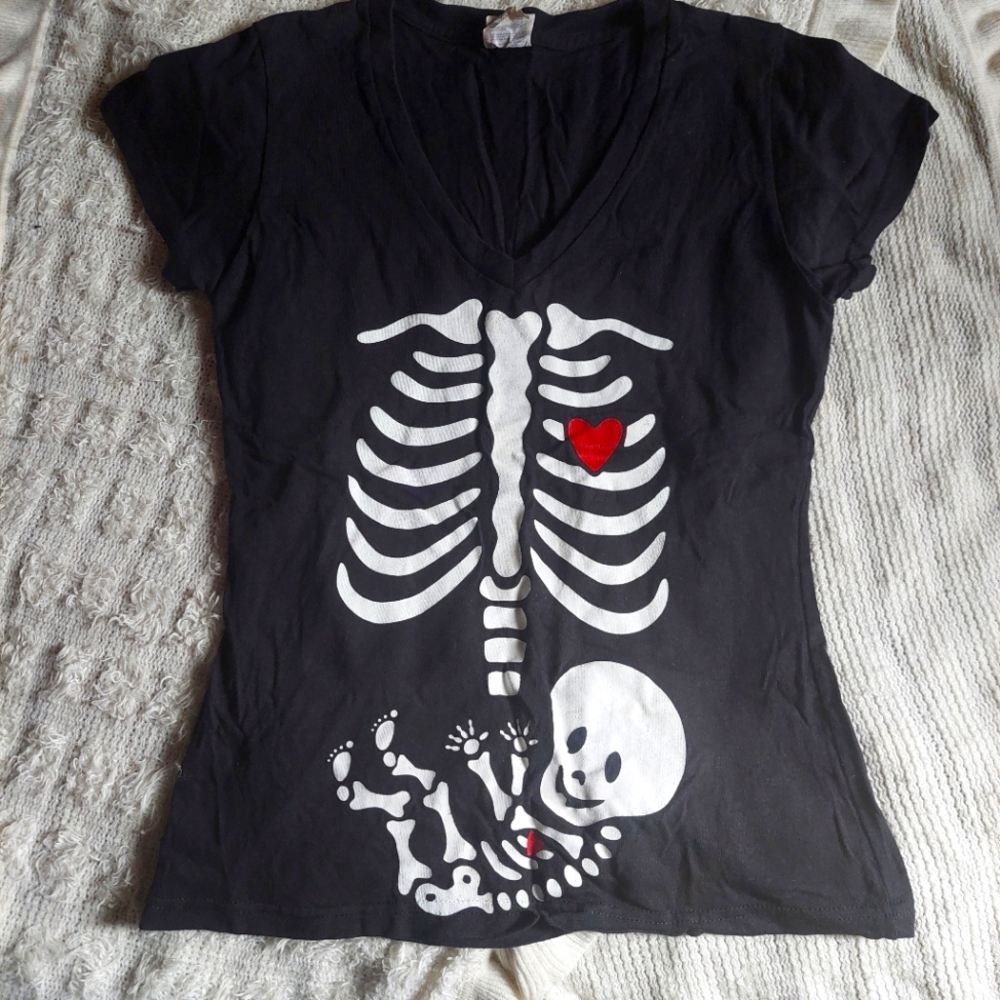 Maternity Punk Skeleton Graphic Tee